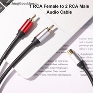 ever 1 Female To 2 Male RCA Y Splitter Adapter Cord Gold Plated Plug For Speaker Amplifier Sound System 0.25m Audio Cable ev