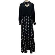 SALOMA Two Piece Dress Spaghetti Ribbon Modest Muslimah Long Ironless Free Size Fits S to L