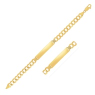 Nathalias NY สร้อยข้อมือทองคำแท้ 14k สำหรับผู้ชายมี Curb Chain ID 14k Yellow Gold 8 1/2 inch Mens C