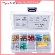 【BETL】❥70Pcs small Automotive Fuse Assortment Kit 5, 7.5, 10, 15, 20, 25 & 30 Amp Mixed ❥