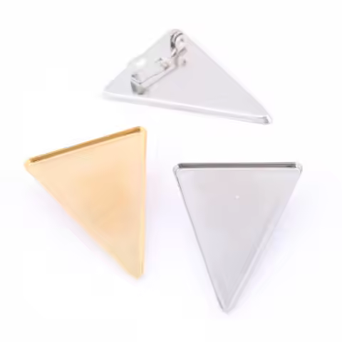 10pcs Stainless Steel Triangle 23x33mm Cabochon Brooch Base Pin Backs Diy Bezel Blanks For Brocohes 