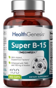 Super B-15 100 Vcaps - Niacin Calcium Choline Inositol DMG TMG - Supports Healthy Oxygen Energy Leve
