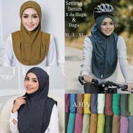 Tudung sarung denim berdagu size Mudung sarung denim berdagu size M