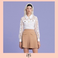 [asv rs25] Posy Polo Top เสื้อผู้หญิง คอโปโล แขนยาว  แต่งกระเป๋าและกระดุม ซิปข้าง ผ้าลูกไม้