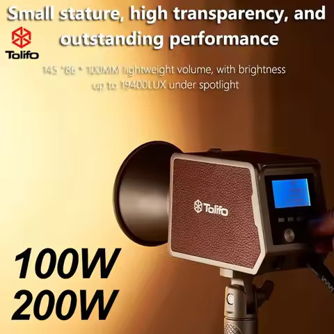 Tolifo 200W/100W LED Video Light 2700k-6500K Bowens Mount Studio COB Continuous Light with Handle an