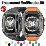 Transparent Modification Kit for IWatch 9 8 7 45mm Mod Strap Case for IWatch Series 44mm 6 5 4 SE Rubber Band Refit Mod
