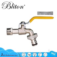 BLITON 1/2'' Stainless Steel Handle Garden Brass Ball Valve Bib Tap