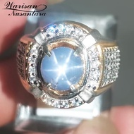 Cincin Batu Blue Safir Star Ceylon Asli