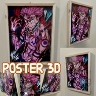 3D anime Poster a3 Size 42x32cm. jujutsu kaisen | Cool poster | 3d poster | Room decoration| Cool 3d