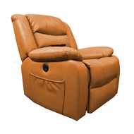 [特價]IHouse-頭等太空艙 呼吸皮電動按摩 單人沙發/旋轉搖椅 (USB孔)橘色#B5-13