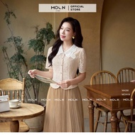 Women's office shirt MOON, lace shirt designed with short sleeves made of high quality lace MA356