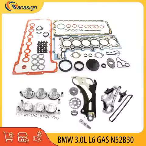 AUTO ENGINE PARTS Head Gasket Set Pistons & Rings Set Timing Chain Fits BMW N52B30 128i 328i 3.0L GA