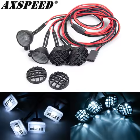AXSPEED RC Car Roof Lights Round/Square 4LEDs Headlamp IPF Sticker for 1/10 Axial SCX10 TRX4 TRX6 TF