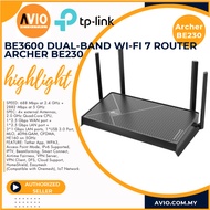 TP-LINK BE3600 Dual-Band Wi-Fi 7 Router SPEED: 688 Mbps at 2.4 GHz + 2882 Mbps at 5 GHz Archer BE230