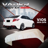 ชุดแต่งรถยนต์สเกิร์ตรอบคัน หน้า หลัง ข้าง  Vios 2014-2016 ทรง Drive (งานดิบ) ABS เข้ารูปติดตั้งง่ายพร้อมตะแกรงช่องลมหนา