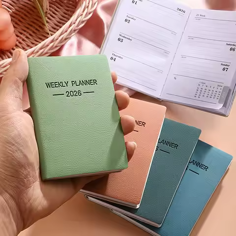 【Nice】A7 Specification 2026 English Planner Book, Mini Portable Pocket Daily Schedule Book Thin Week