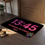 1pc, 2D Halloween Themed Decorative Floor Mat 13:45 Neon Digital Style Non-slip Mat for Entryway Liv