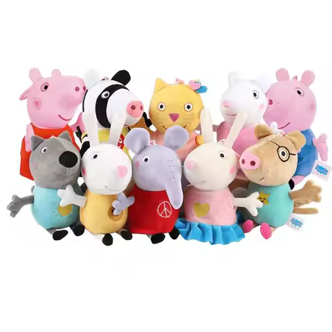 16-19CM Genuine Peppa Pig Bundle pocket 8 Friends Daddy Mammy Peppa George Plush Bahs Stuffed Dolls 