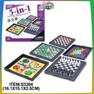5in1 Magnetic Snakes and Ladders Board Game Chess Ludo Halma Chess