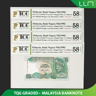 【OLD BANKNOTE】MALAYSIA 5 RINGGIT, ND(1998), 7TH SERIES, TQG GRADED 58 EPQD, LIGHT FOXING (1 PIECE PRICE)