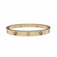 Cartier 卡地亞  love 18K玫瑰金 寬版4鑽石手環 Size 17 Bracelet
