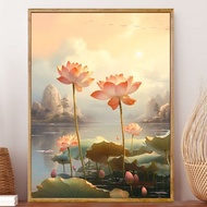 Prosperous Golden Lotus Cross Stitch Set 2023 New Style Lotus Precise Print Cross Stitch Set