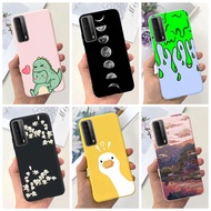 Huawei Y7a 2020 Case PPA-LX3 Aesthetic Cute Cartoon Cat Flower Shockproof Back Cover Huawei Y 7a Pho