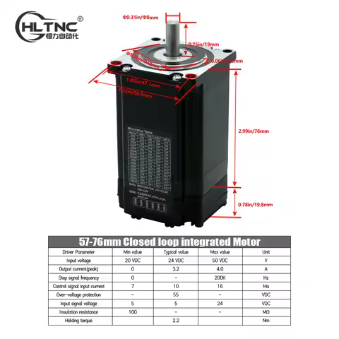 Nema23 Integrated Stepper Motor With Drive 1.2Nm 2.2Nm 2.8Nm 3.2Nm 200KHZ 24v 3.2A Insulation resist