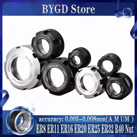 BYGD ER8 ER11 ER16 ER20 ER25 ER32 ER40 A M UM nut ER collet chuck nut SK40 BT40 HSK tool holder brac