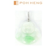 Poh Heng Jewellery 18K White Gold Jade Laughing Buddha Pendant