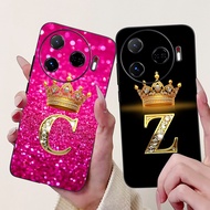 For Tecno Camon 30 Pro 5G CL8 Case Cute Crown Letters Soft Black Silicone TPU Matte Cover For Tecno 