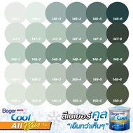 Beger คูลออลพลัส กึ่งเงา สีเขียวอมเทา 1ลิตร 3.78ลิตร และ 9ลิตร สีทาภายนอก และ สีทาภายใน สีน้ำกึ่งเงา