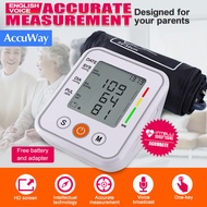 AccuWay Automatic Upper Arm Blood Pressure Monitor, Easy to use Heart Rate Meter, Authentic Smart Digital Tri-color Backlight Sphygmomanometer  High Accuracy Machine  with Englsih Voice Reading
