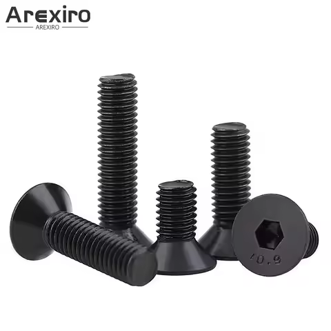 20Pcs Grade 10.9 Carbon Steel M3x8/10/12/14/16/18/20/25/30/35/40/45/50mm Flat Head Hex Allen Socket 