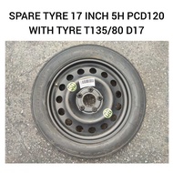 Spare Tyre 17 Inch Inci 5H PCD120 ( T135/80 D17 ) For BMW / Tayar Spare / Spare Tire