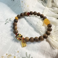 鹿鳴手作 復古沉香木招財貓手鏈 送朋友