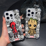 Marvel Deadpool Groot Rocket Cute Clear Phone Case For Samsung A57 A37 A56 5G A55 A54 A53 A17 A16 A1