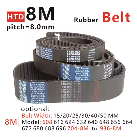HTD 8M Timing Belt Perimeter 608-936MM Model 608-8M 616-8M 624-8M 632-8M 640-8M 648-8M 656-8M To 936