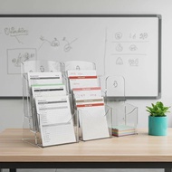 [HWETR] A6 Clear Brochure Display Stand 1/2/3 Tier Transparent Flyer Menu Card Holder for Restaurant