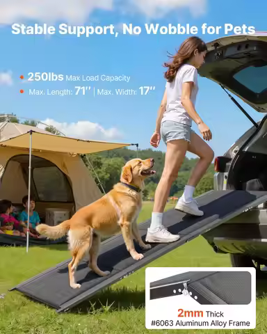 Dog Ramp for Cars, 71" L x 17" W, Folding Pet Ramps for Medium & Large Dogs up to 250lbs, Pet Stair 