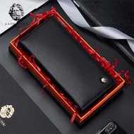 LAORENTOU Men's Clutch Bag Male Card Holder Purse Cowhide Zipper c0in Wallets Business Man Genuine Leather Clutch Bifold Wallet