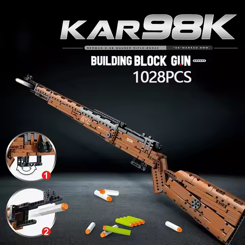1028PCS Kar98K Building Block Model Can Shoot Heavy Sniper Rifle Assemble Bricks WW2 Weapons Series 
