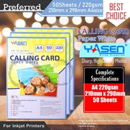 ♞Yasen Calling Card Paper 220gsm 250gsm A4 White vellum board