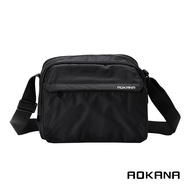 AOKANA 13-Layer Side Backpack Crossbody Bag Waterproof Fabric Black 02-011 Small Medium Size
