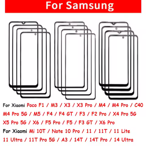 Front Screen Outer GLASS LCD Lens OCA Touch Panel For Xiaomi Mi 10T 11 Poco F1 M3 X3 M4 C40 M5 F2 F5