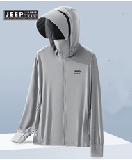 Jeep Spirit 1941เสื้อคลุมบางๆชุดเสื้อคลุมกันแดด Estd ชุดกันแดดฮู้ดสำหรับกลางแจ้งผ้าไอซ์ซิลค์บางเฉียบ