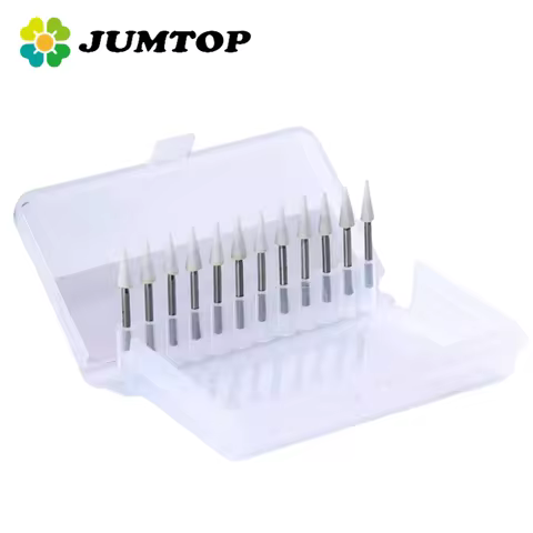 JUMTOP 12Pcs/Pack Dental White Polishing Stones Flame Cone Shape FG Bur Drills Arkansas Stone FL2 CN