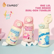 CIVAGO（17oz）Stainless Steel Straw Tumbler Cute Vacuum Insulated Large Leakproof Water Bottle Kids
