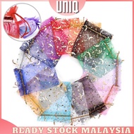 READY STOCK UNIQ lot Moon Star Organza Bags Drawstring Gift Bag Jewelry Wedding Candy Packaging Gauz