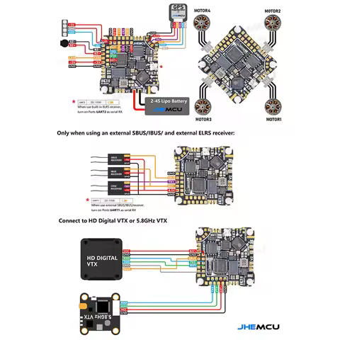 JHEMCU GHF435AIO V2 20A FPV Quadcopter F435 2-4S AIO flight controller ELRS 2.4G For Drone